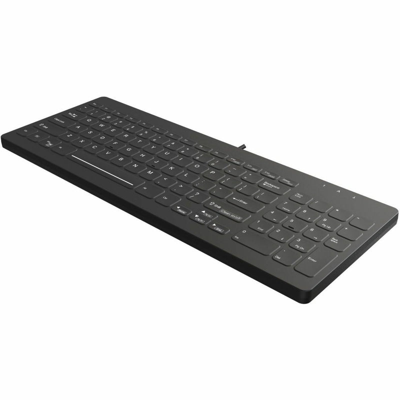 TG3 medical keyboard with low-profile black keys shown from angled perspective