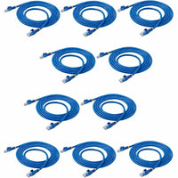 Set of 10 blue CAT6 ethernet cables with snagless connectors arranged in a display pattern-alternate-image2