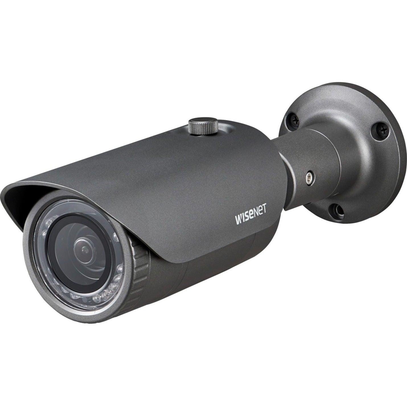 Wisenet HD+ 4MP IR bullet camera AHD or CVBS formats are available 2.8 mm fixed lens true D/N 12VDC IR distance 65 feet IP66/IK10. (HCO-7010RA)