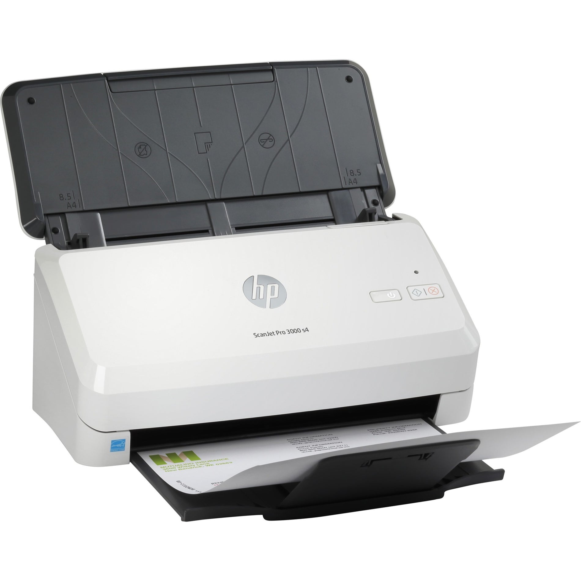 HP ScanJet Pro 3000 s4 scanner with open feeder tray showing document loading capability-alternate-image2