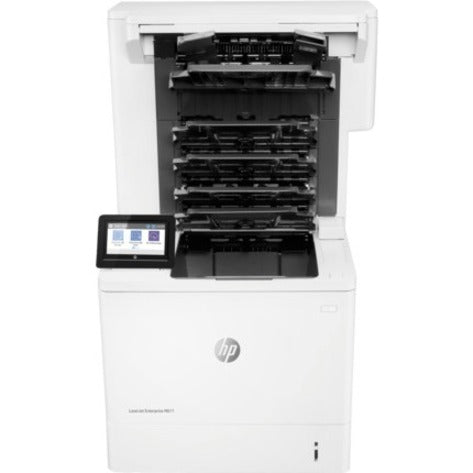 Internal view of HP LaserJet Enterprise M611dn showing paper path and duplex printing mechanism