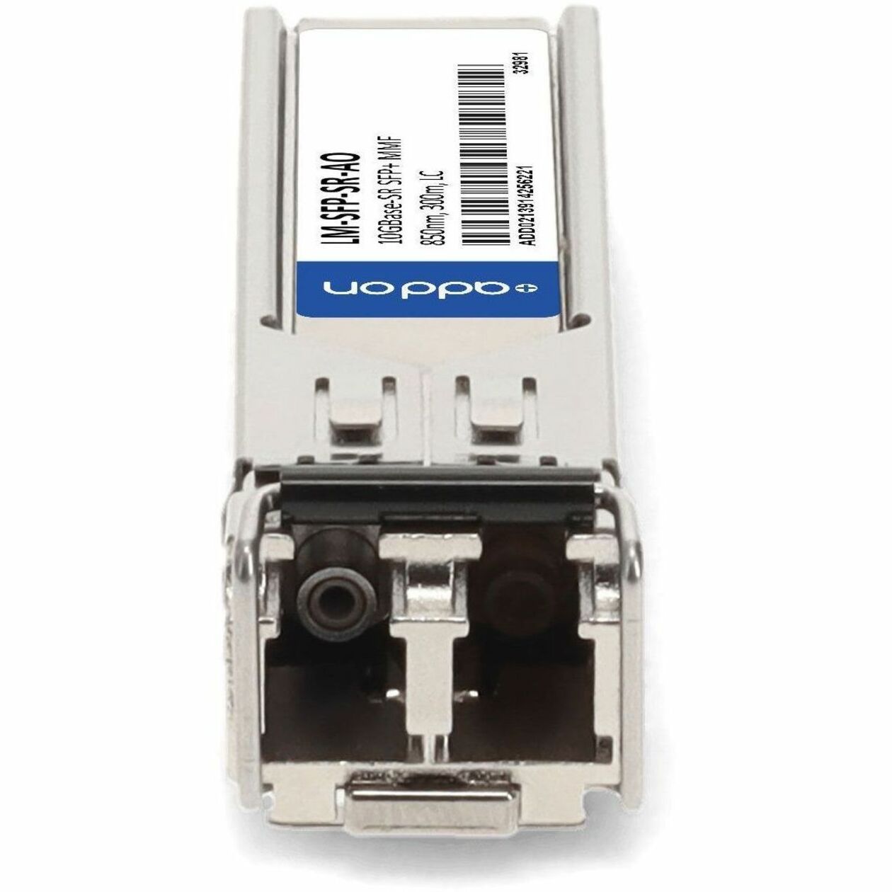 Close-up of LC connector interface on AddOn SFP+ transceiver-alternate-image8