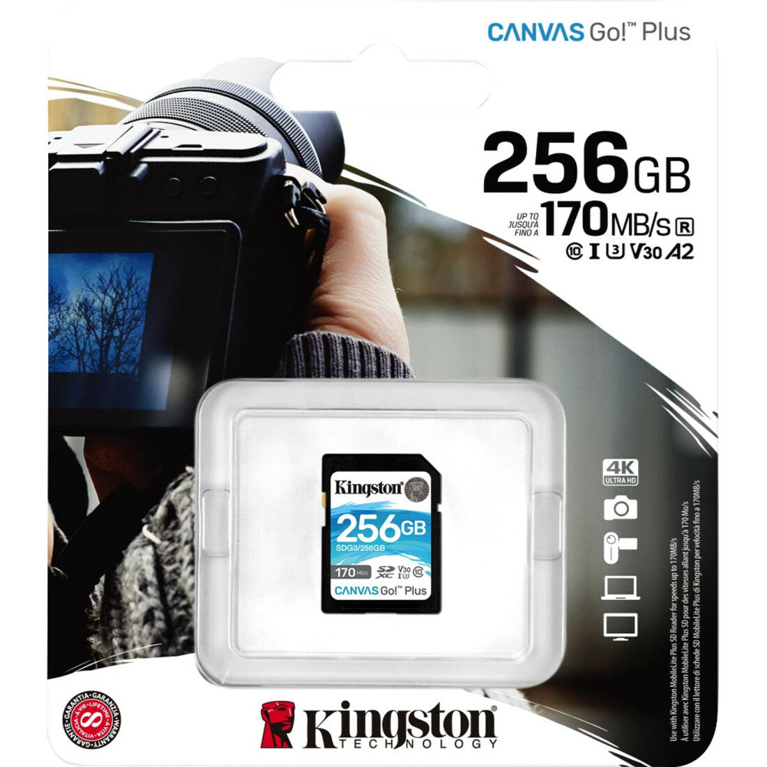 Kingston 256GB SDXC CANVAS GO PLUS 170R C10 UHS-I U3 V30 (SDG3/256GB)