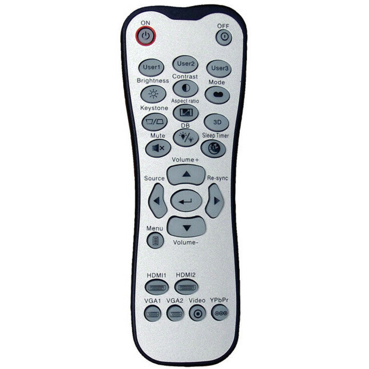 Detailed view of Optoma HD146X projector remote control showing all function buttons and input options-alternate-image4