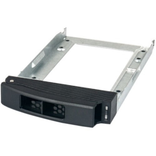 QNAP 2.5-inch drive tray adapter featuring metal construction with black front panel and ventilation design-alternate-image1