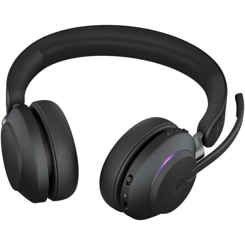 Close-up of Jabra Evolve2 65 headset showing LED status indicators-alternate-image5