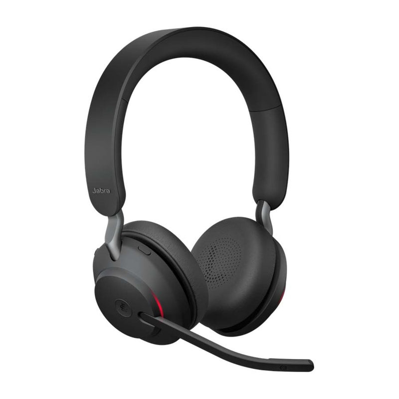 Angled view of Jabra Evolve2 65 headset showing ear cup design