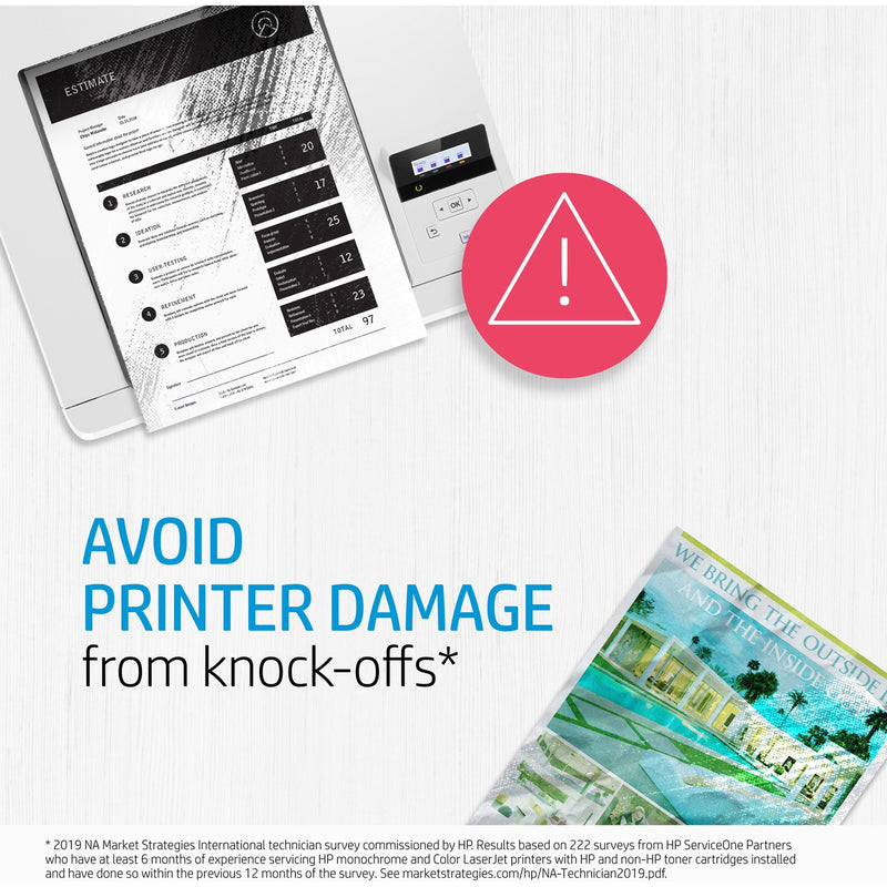 Printer damage prevention messaging with warning symbol