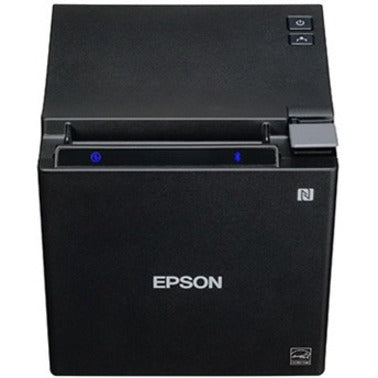 Top view of Epson TM-M30II printer showing paper loading area and automatic cutter mechanism