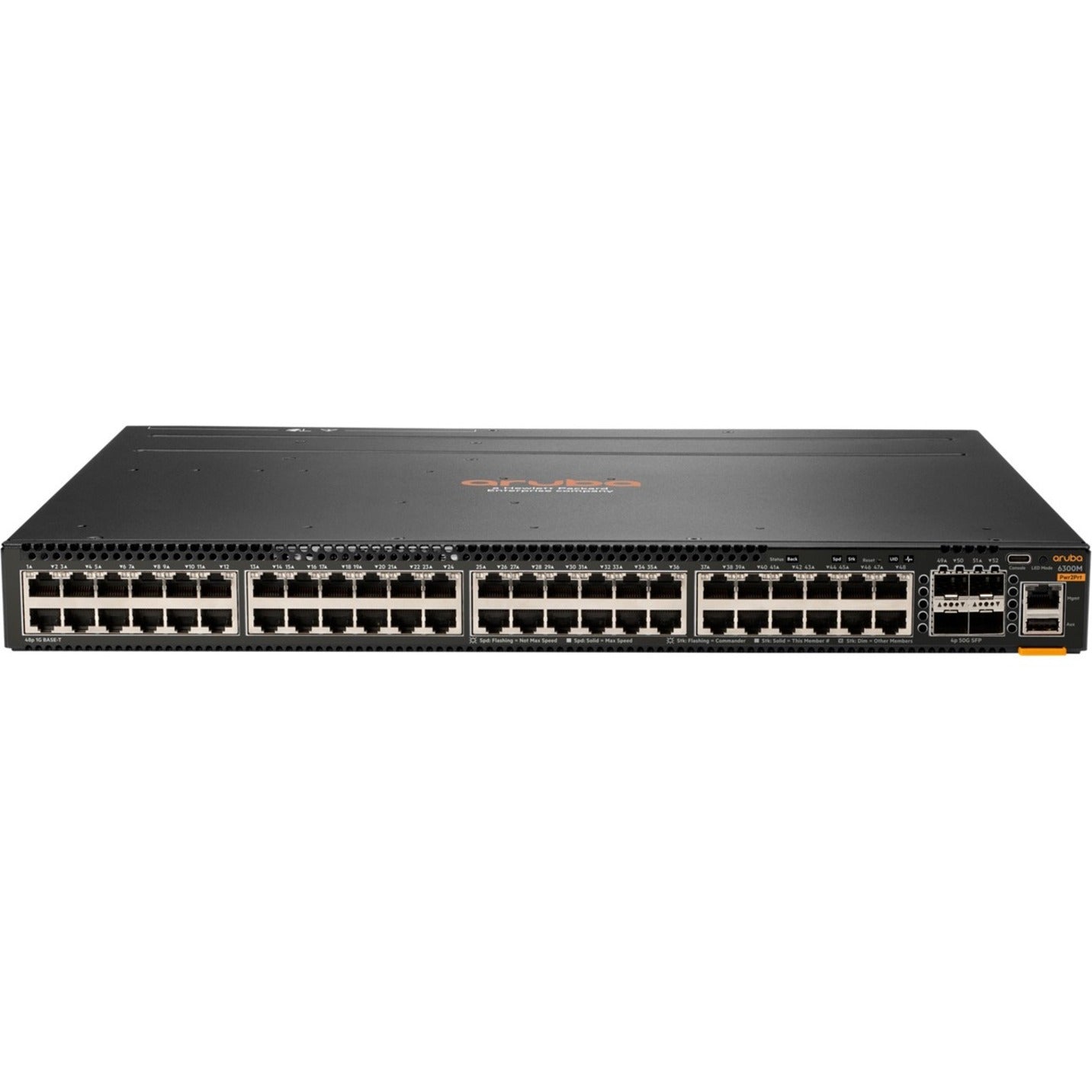 Aruba 6300M 48 puertos 1GbE y 4 puertos SFP56 Power-to-Port 2 bandejas de ventilador 1 paquete de fuente de alimentación (JL762A)