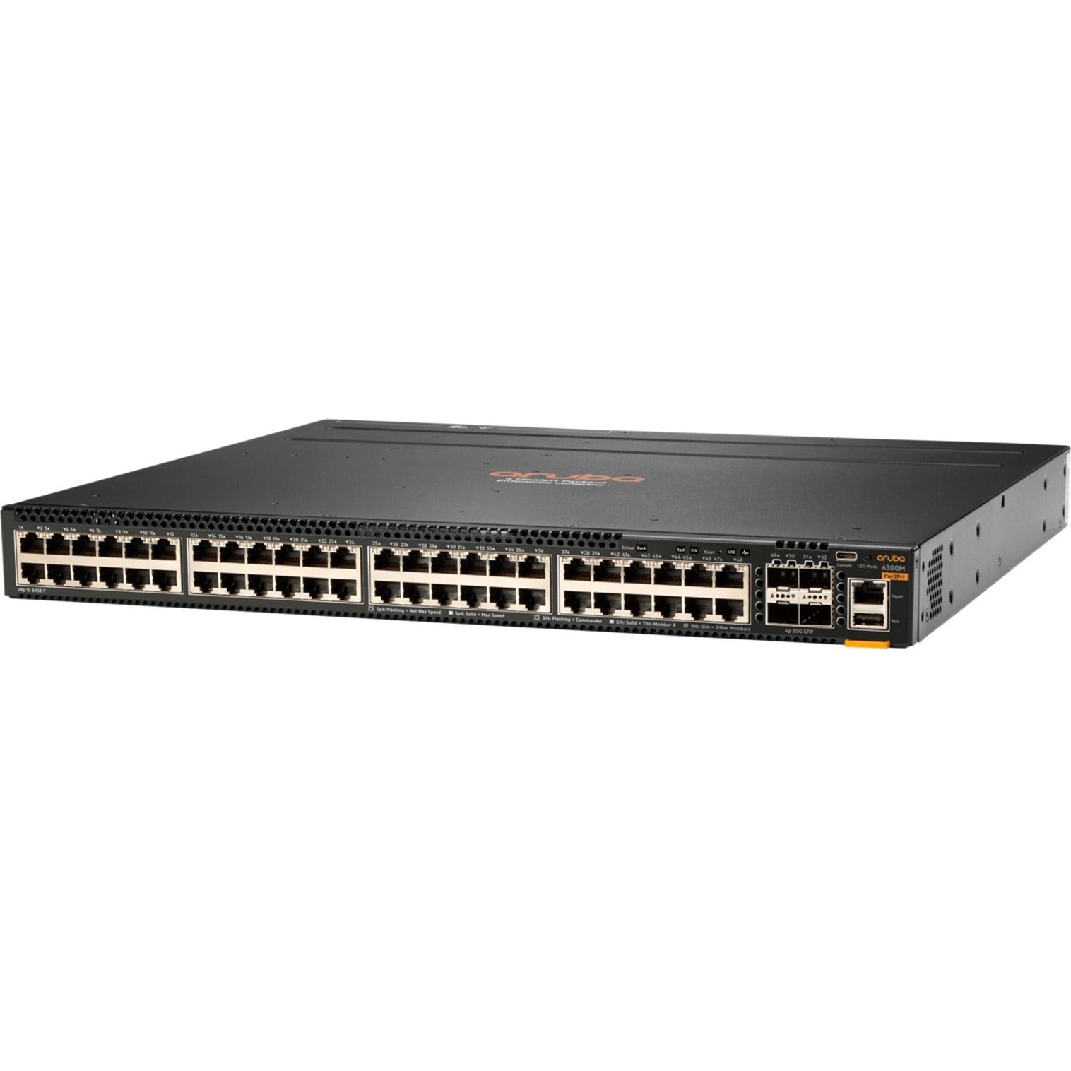 Aruba 6300M 48 puertos 1GbE y 4 puertos SFP56 Power-to-Port 2 bandejas de ventilador 1 paquete de fuente de alimentación (JL762A)