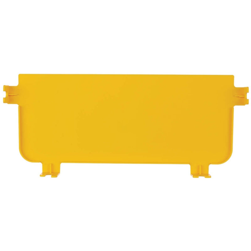 Front view of yellow PVC end cap showing protective design