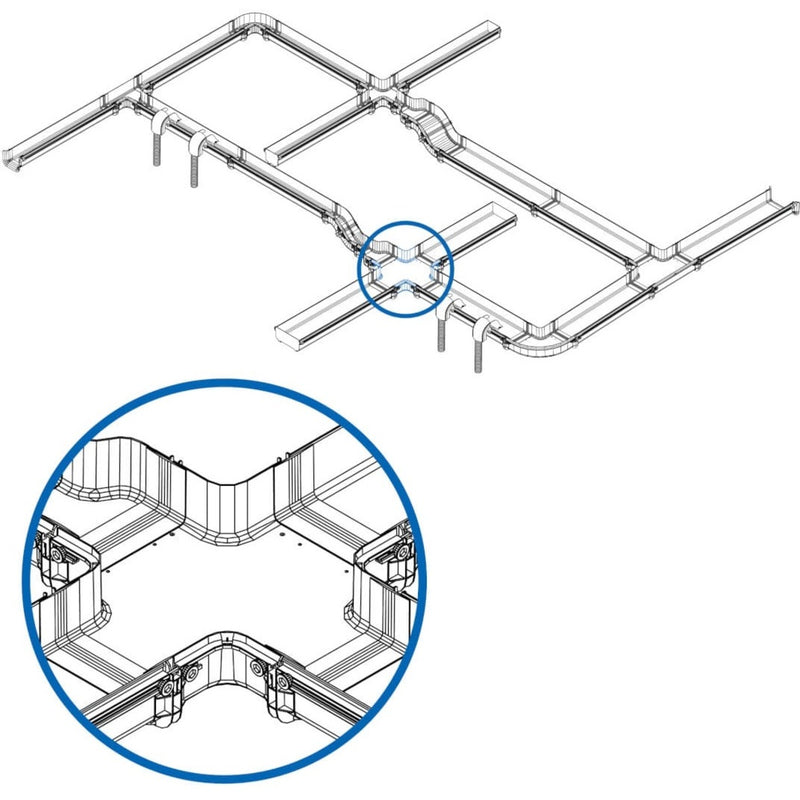 Technical diagram showing fiber routing system integration and assembly details