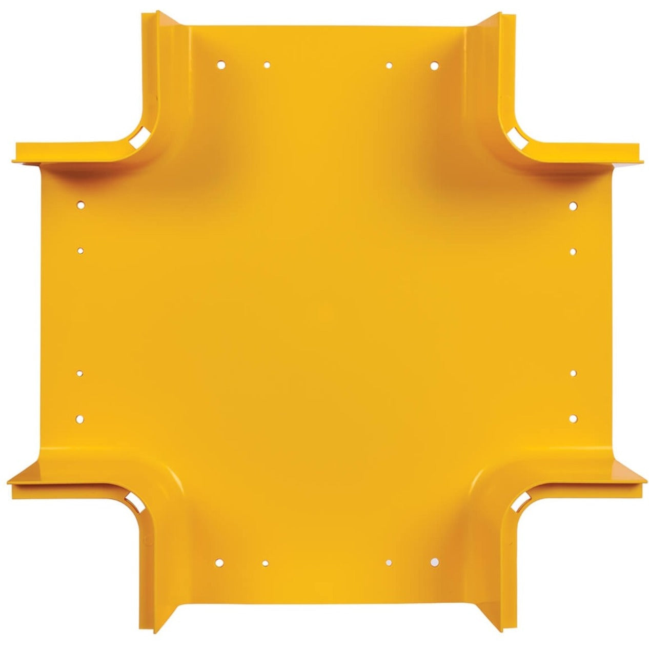 Front view of yellow fiber routing junction showing mounting hole pattern-alternate-image6