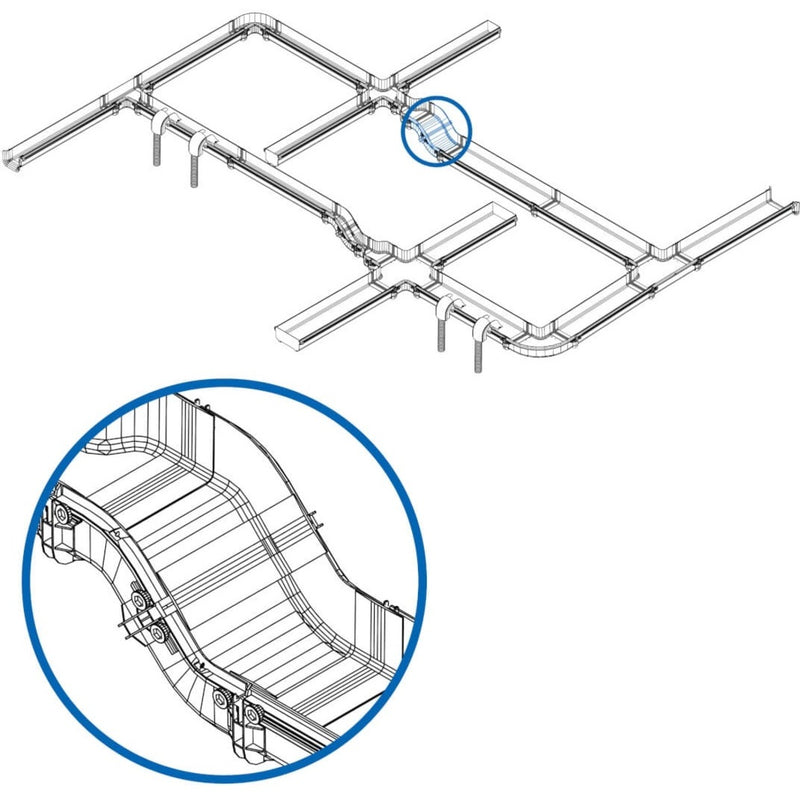 Technical diagram showing cable management system integration and detailed ramp section