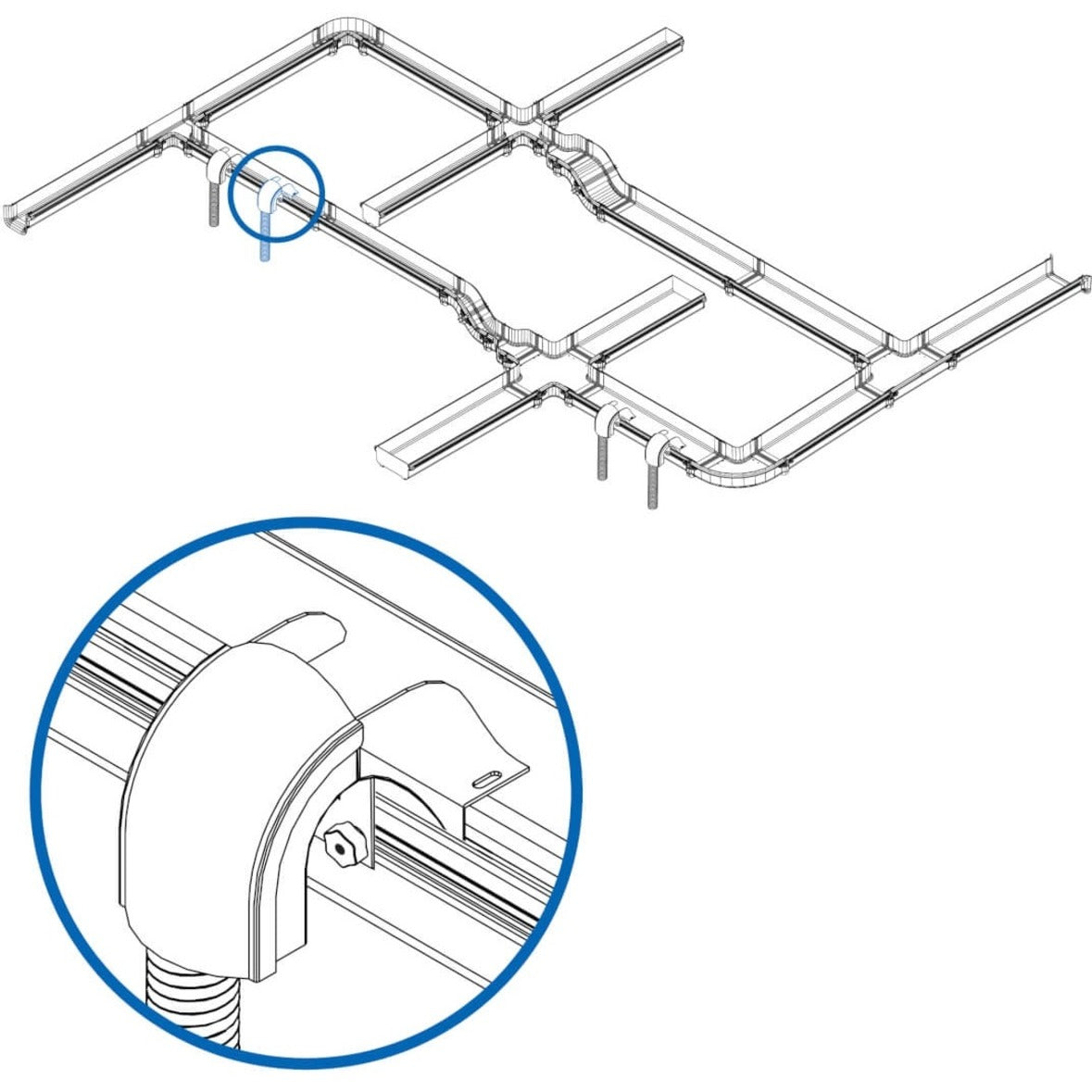 Technical diagram showing waterfall adapter installation and system integration-alternate-image5