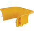 Yellow PVC cable management drop-out component showing curved design for fiber optic cable protection-alternate-image1