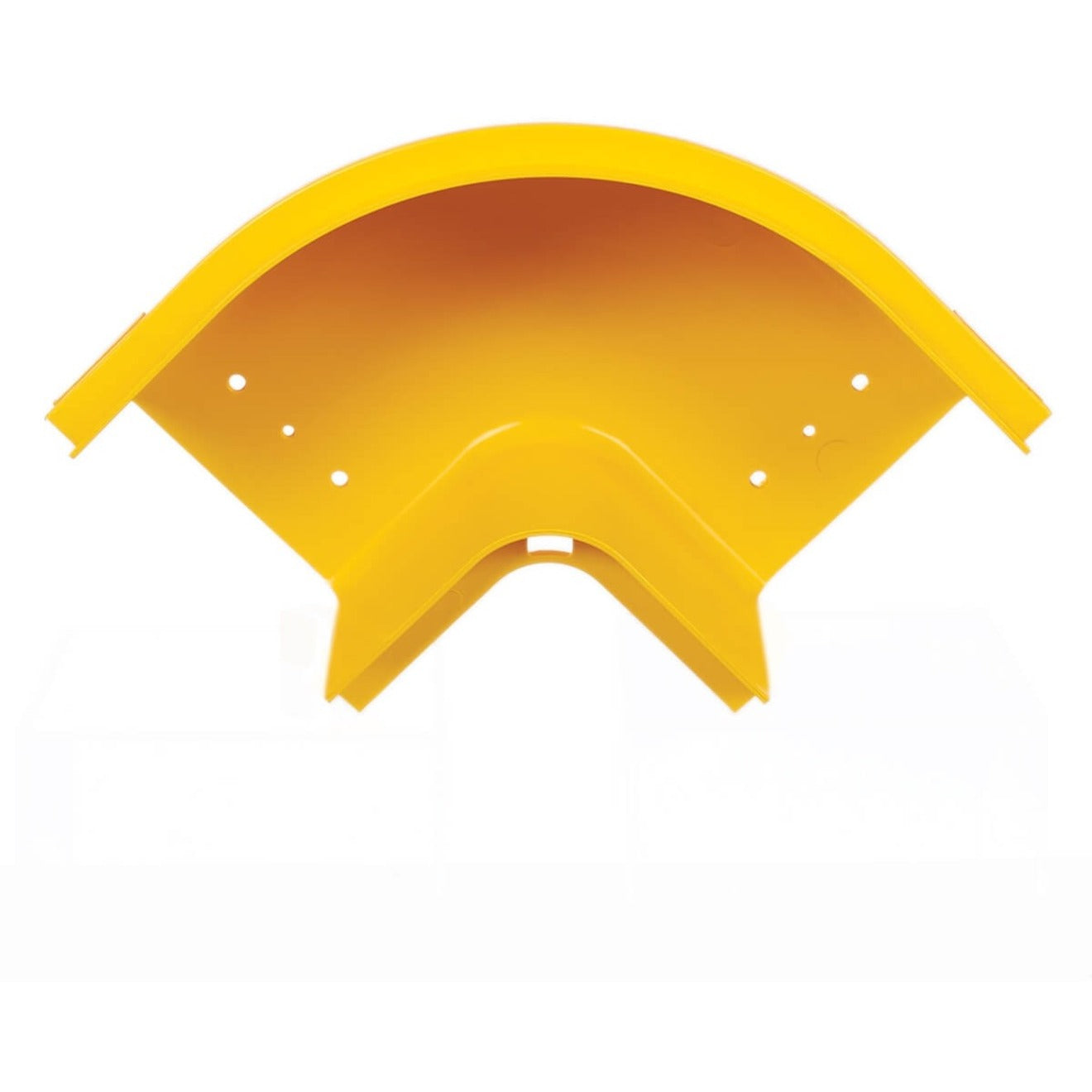 Top view of yellow PVC fiber routing elbow showing alignment features-alternate-image7