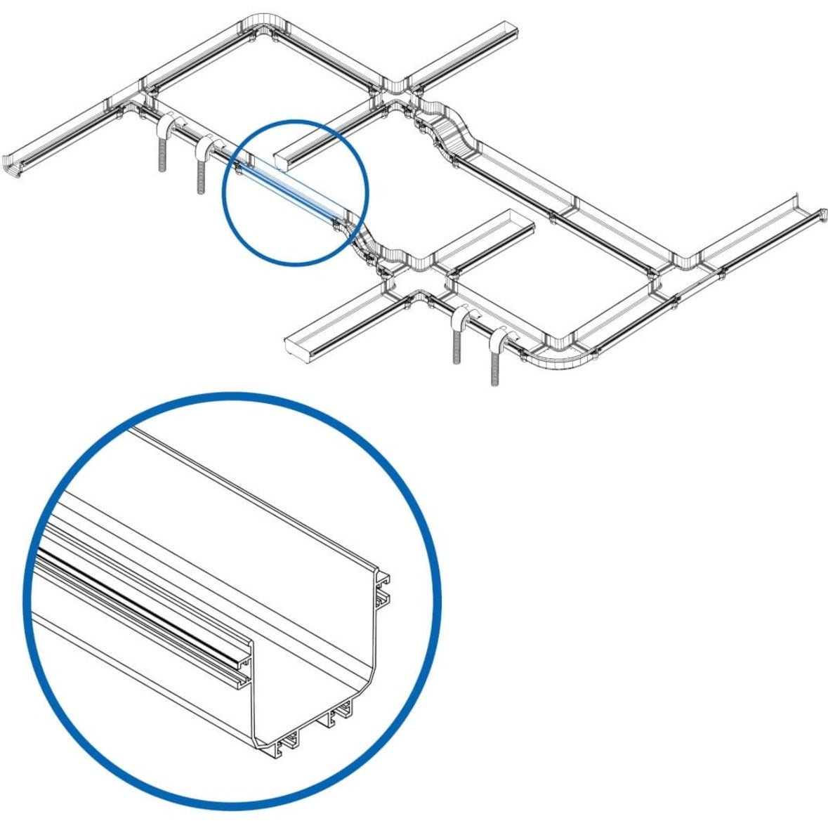 Technical diagram showing cable management system integration and installation details-alternate-image10