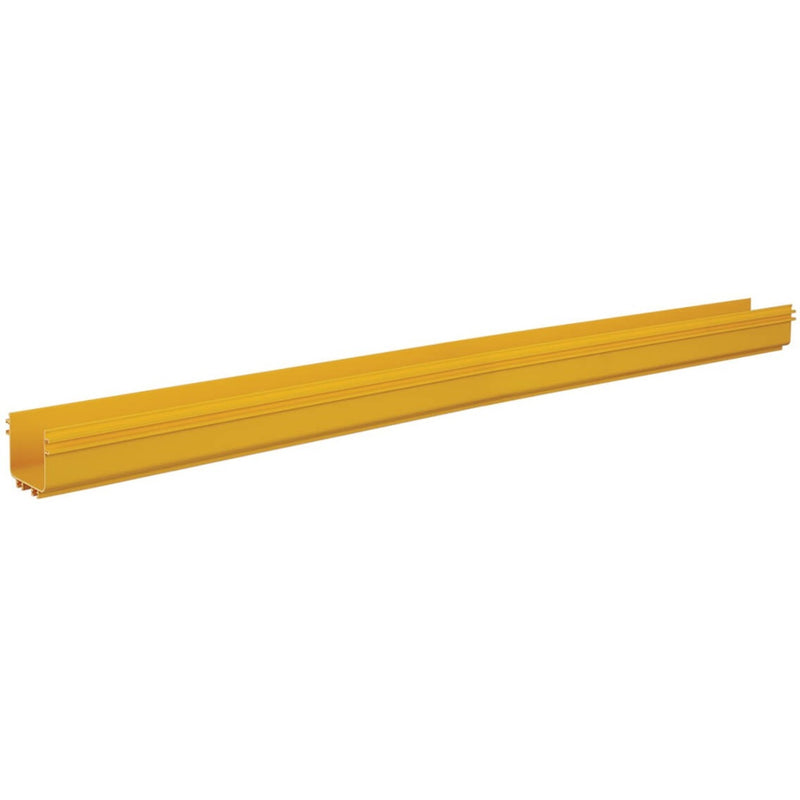 Yellow PVC straight channel section for fiber optic cable management, side view showing internal channel design