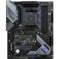 Top-down view of ASRock B550 Extreme4 motherboard showing dual M.2 slots and heatsink arrangement-alternate-image2