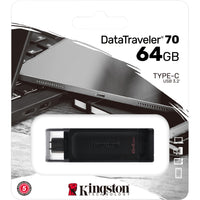 Kingston DataTraveler 70 retail packaging showing product specifications and USB-C compatibility-alternate-image2