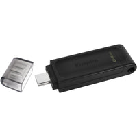 Kingston DataTraveler 70 USB-C flash drive with protective cap removed showing USB-C connector-alternate-image1