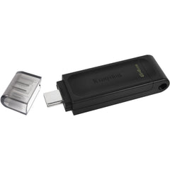 Kingston DataTraveler 70 USB-C Flash Drive, 64GB Storage, Lightweight Portable Design, USB 3.2 Gen 1 Type C, Black - DT70/64GB (Lifetime Warranty)