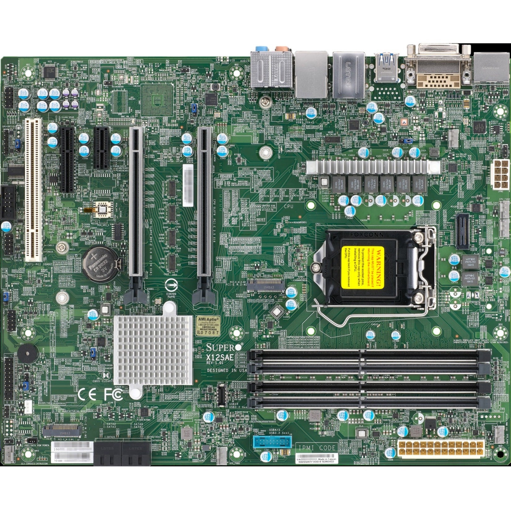 Supermicro X12SAE Workstation Motherboard, W480 ATX, DDR4 128GB, LGA-1200, Intel Xeon/Core Compatible, 2.5GbE, DP/HDMI/DVI, 4xSATA3, RAID Support - MBD-X12SAE-O (1 Year Warranty)