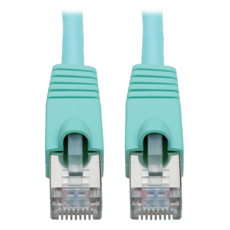 Front view of shielded RJ45 connectors showing connector architecture