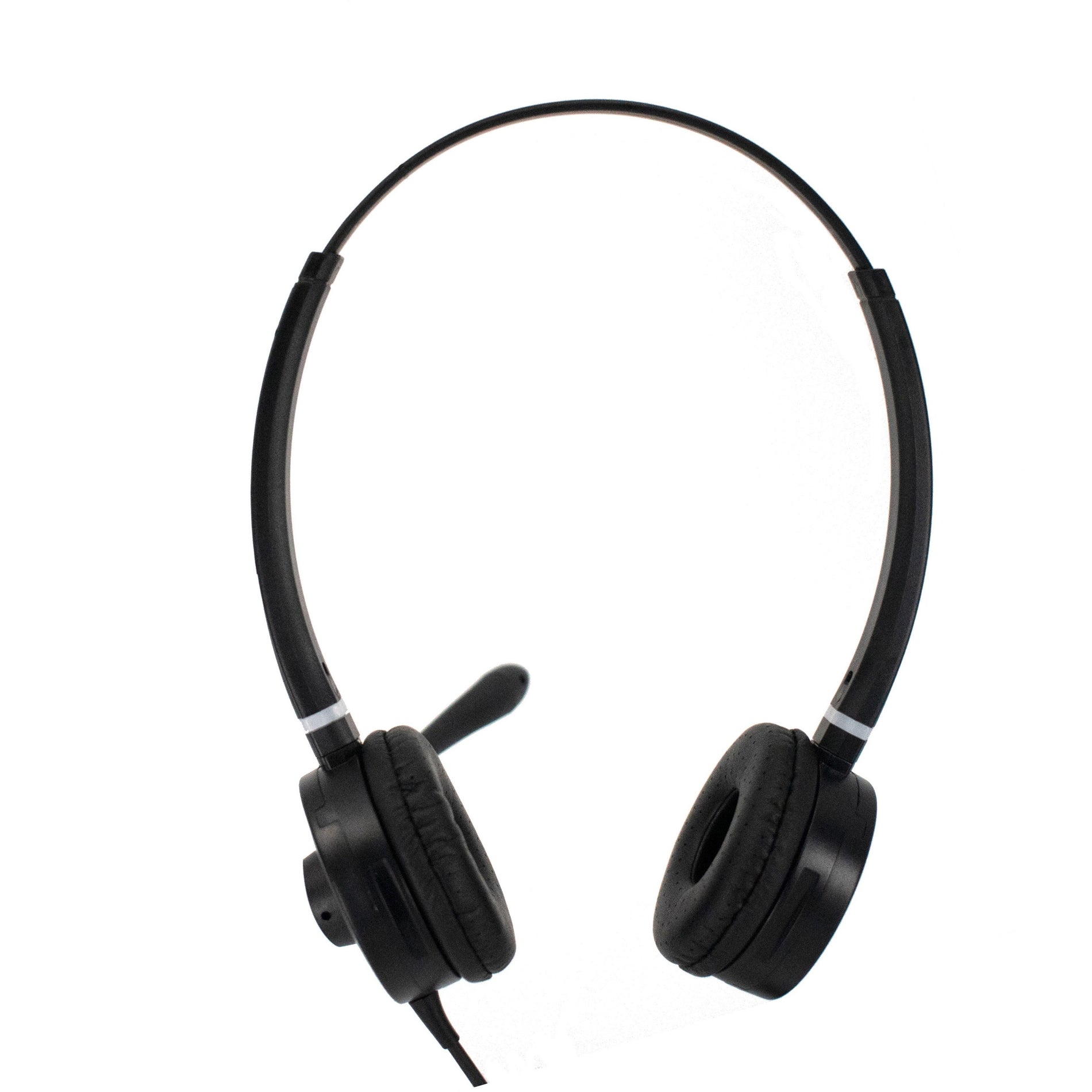 Front view of Spracht dual-ear USB headset with noise-canceling microphone and cushioned earpieces-alternate-image1