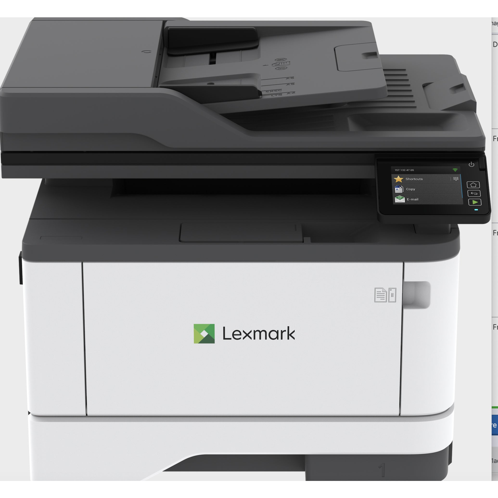 Lexmark MX431adn Monochrome Laser Multifunction Printer, 42ppm, 2.8 Touchscreen, Automatic Duplex, Print/Copy/Scan/Fax, Gigabit Ethernet, 350-Sheet Capacity - 29S0636 (1 Year Warranty)