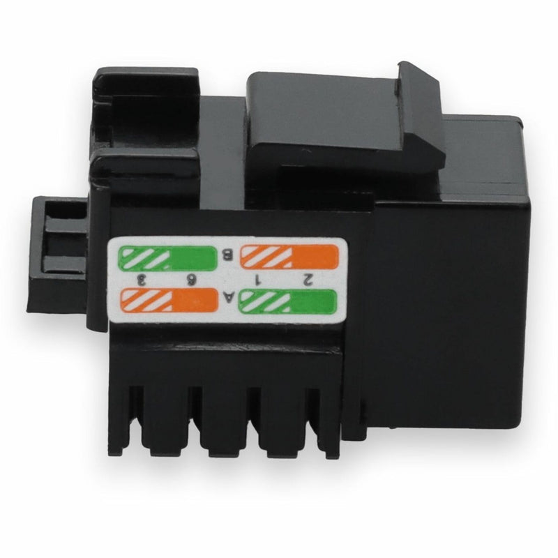 Side profile of Cat6A keystone jack showing angled design