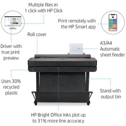 HP 디자인젯 T630 잉크젯 대형 포맷 프린터 - 36인치 인쇄 폭 - 컬러 (5HB11A#B1K)