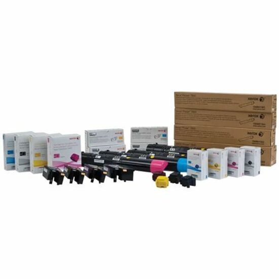 Complete lineup of Xerox genuine supplies including toner cartridges, imaging units, and maintenance kits in various colors-alternate-image2