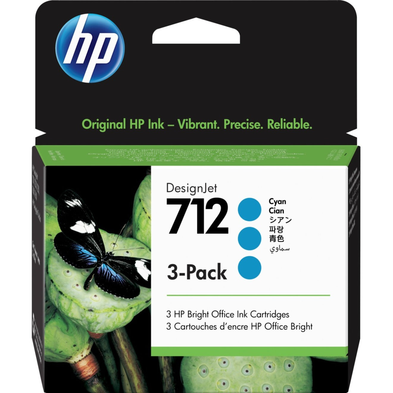 HP 712 Original Inkjet Tinte Patrón - Cyan - 3 / Pakke (3ED77A)