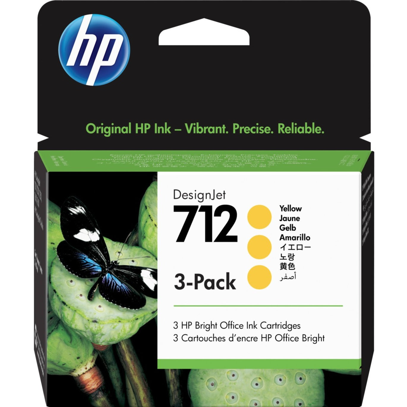 HP 712 Original Inkjet blækpatron - Gul - 3 / Pakke (3ED79A)