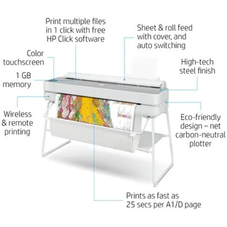 เครื่องพิมพ์อิงค์เจ็ทขนาดใหญ่ HP DesignJet Studio - ความกว้างการพิมพ์ 36 นิ้ว - สี