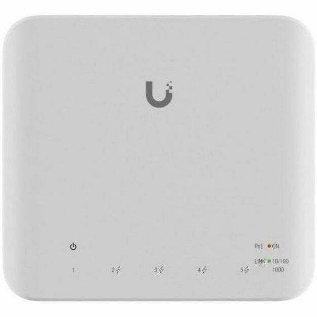 Top view of UniFi Switch Flex showing LED status indicators and Ubiquiti logo-alternate-image3