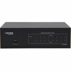 DITEK 8-Port Gigabit PoE+ Ethernet Switch, Fanless Design, 60W PoE Budget, 10/100/1000Base-T Network, Powers IP Cameras, VoIP Phones, Access Points, RoHS Compliant Black DTK-SW8P (3 Year Warranty)