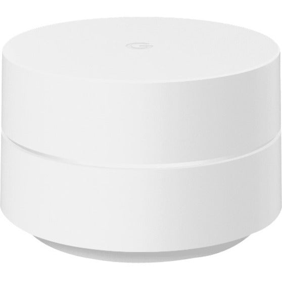 Front view of cylindrical Google Wi-Fi router in snow white finish with distinctive two-tier design-alternate-image1