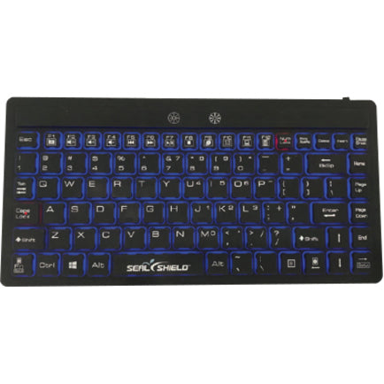 Seal Shield Seal Glow Silicone Wired Backlit Keyboard - Dishwasher Safe - US-ENGLISH / QWERTY / ANSI / Quick Connect USB / White (SW89G)