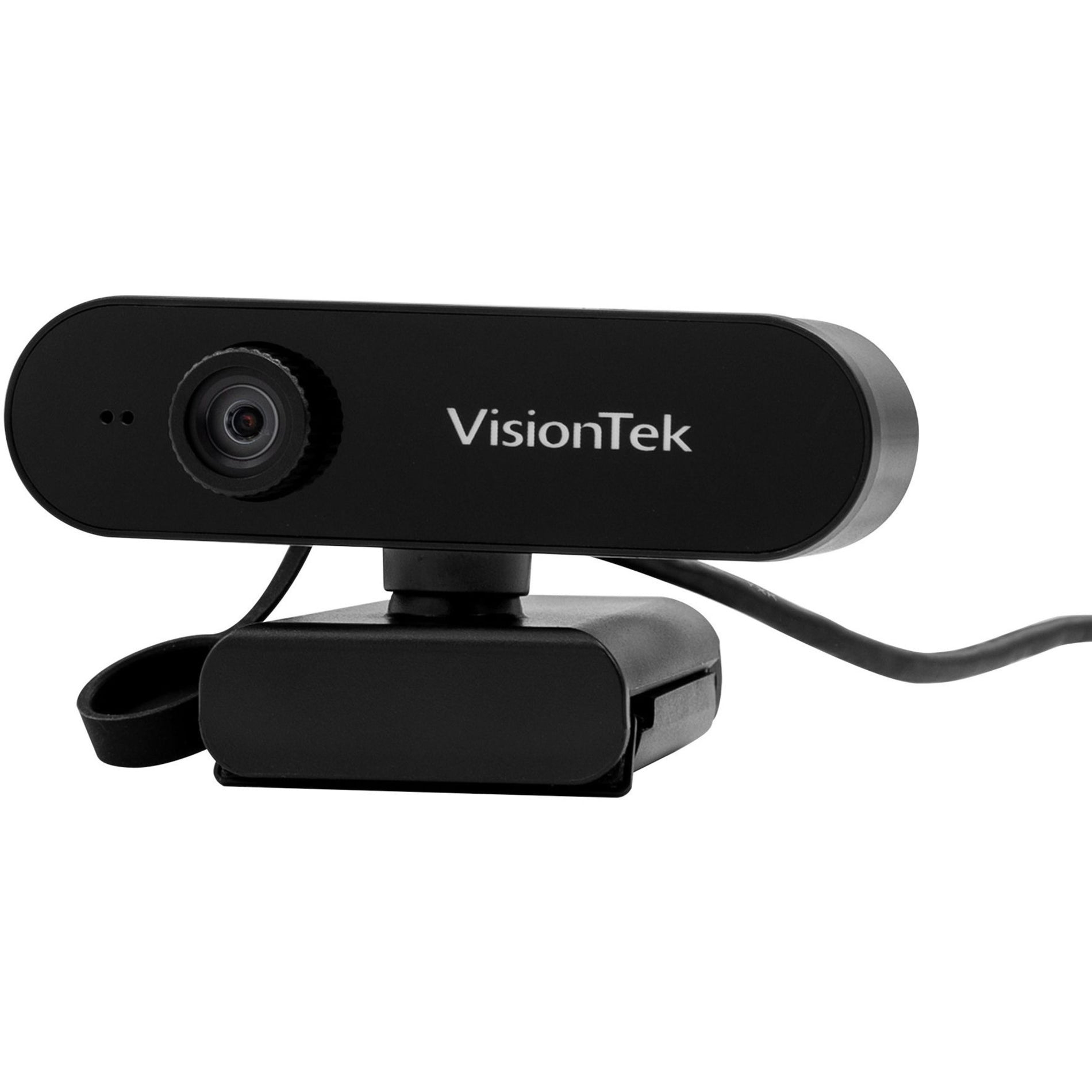 Side angle view of VisionTek webcam showing mounting clip and USB cable-alternate-image2