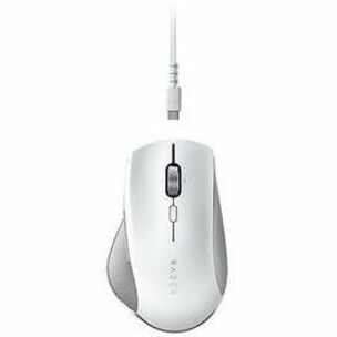 Humanscale Pro Click ergonomic mouse in white and gray featuring a contoured design and USB cable connection-alternate-image1