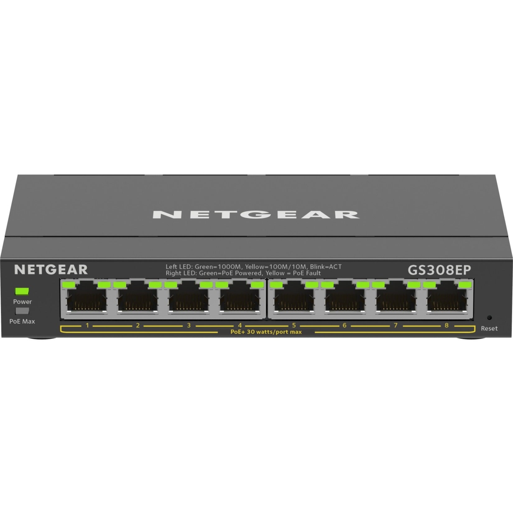Netgear 8-Port Gigabit Ethernet PoE+ Smart Managed Plus Switch (GS308EP-100NAS)