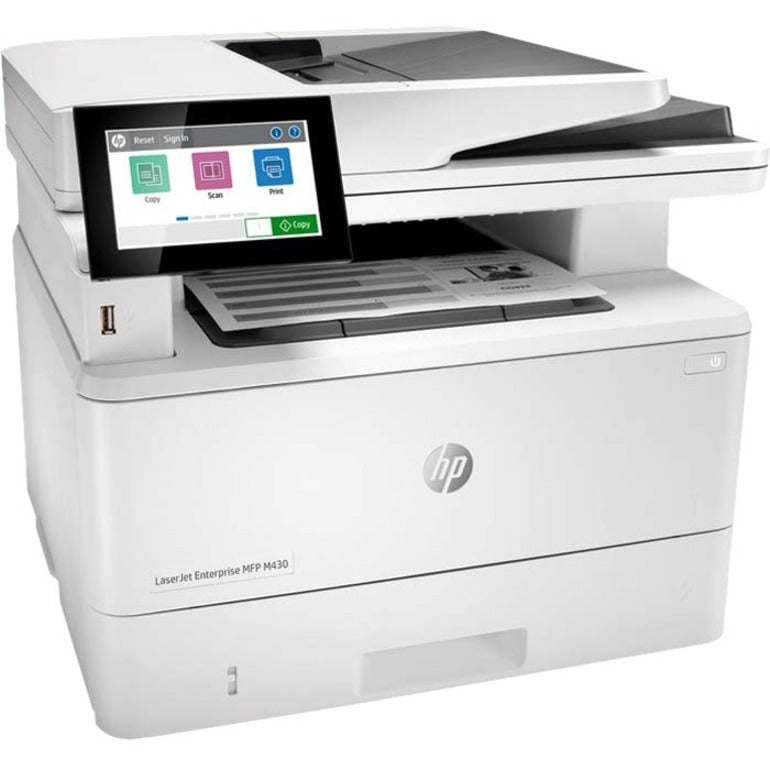 HP LaserJet M430f Laser Multifunctionele Printer-Zwartwit-Kopieer/Fax/Scanner-42 ppm Zwartwit Afdruk-1200x1200 Afdruk-Automatische Duplex Afdruk-100000 Pagina's Maandelijks-350 vellen Invoer-Kleur Scanner-600 Optische Scan-Zwartwit Fax-Gigabit Ethernet