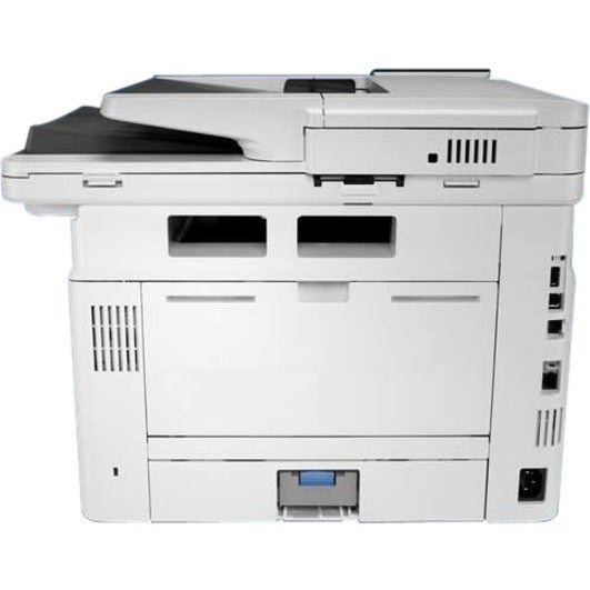 Rear view of HP LaserJet M430f showing connectivity ports and interfaces-alternate-image4