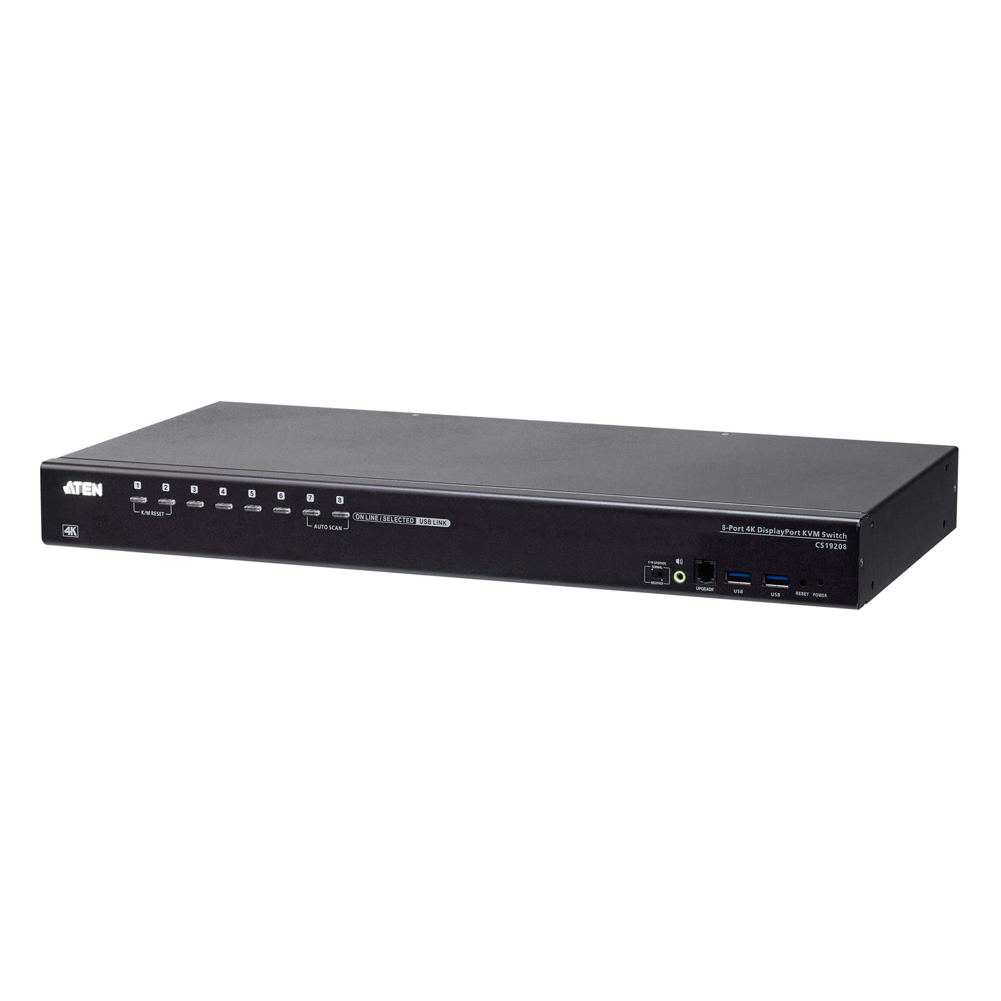 ATEN CS19208 8-Port USB 3.0 4K DisplayPort KVM Switchbox, Rack-mountable, 4096x2160 Resolution, 12 USB Ports, DisplayPort/HDMI Output, Supports 128 Computers via Cascade - CS19208 (1 Year Warranty)