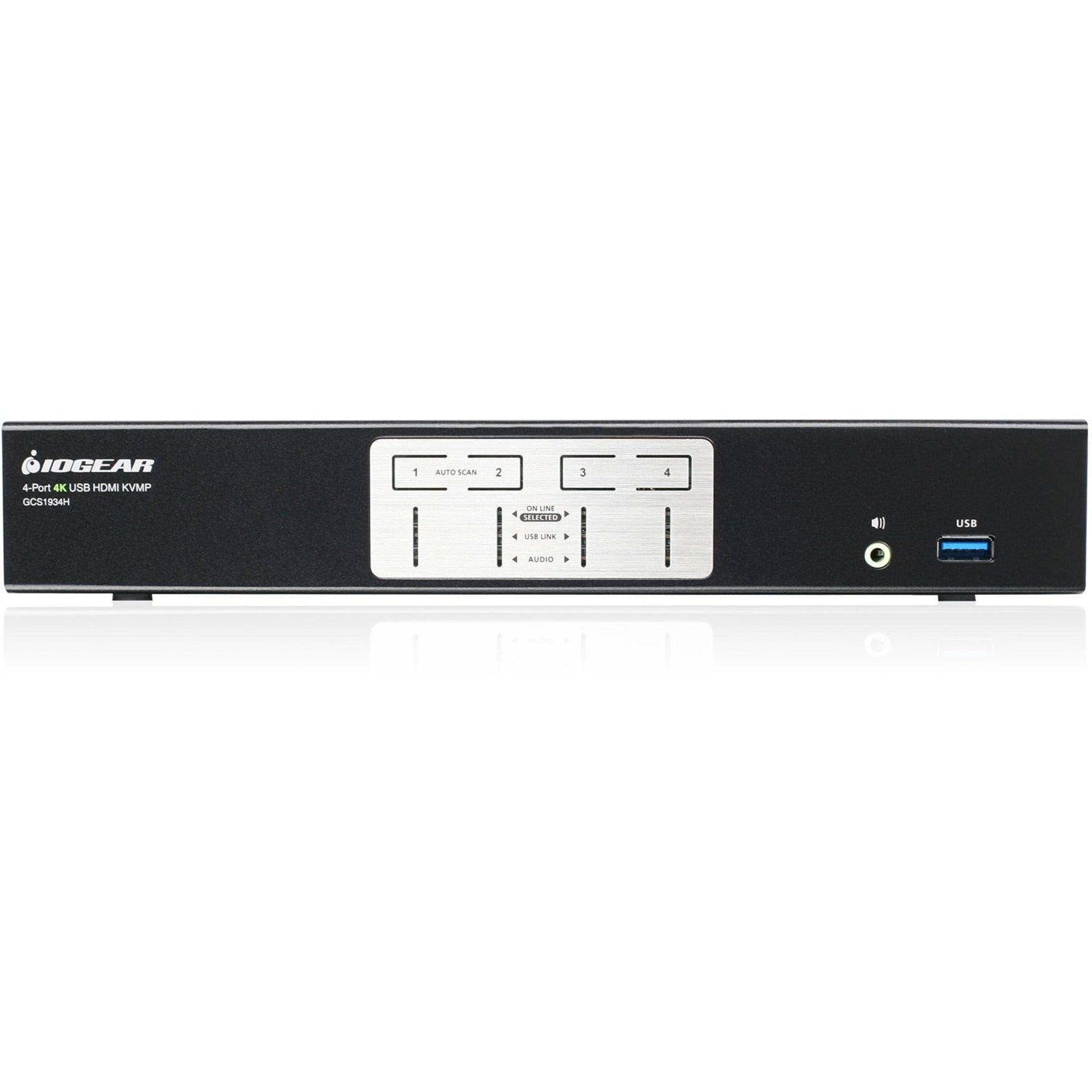 Iogear GCS1934H 4-Port 4K KVM with HDMI Connection, USB, Audio and Full Cable Set (TAA).