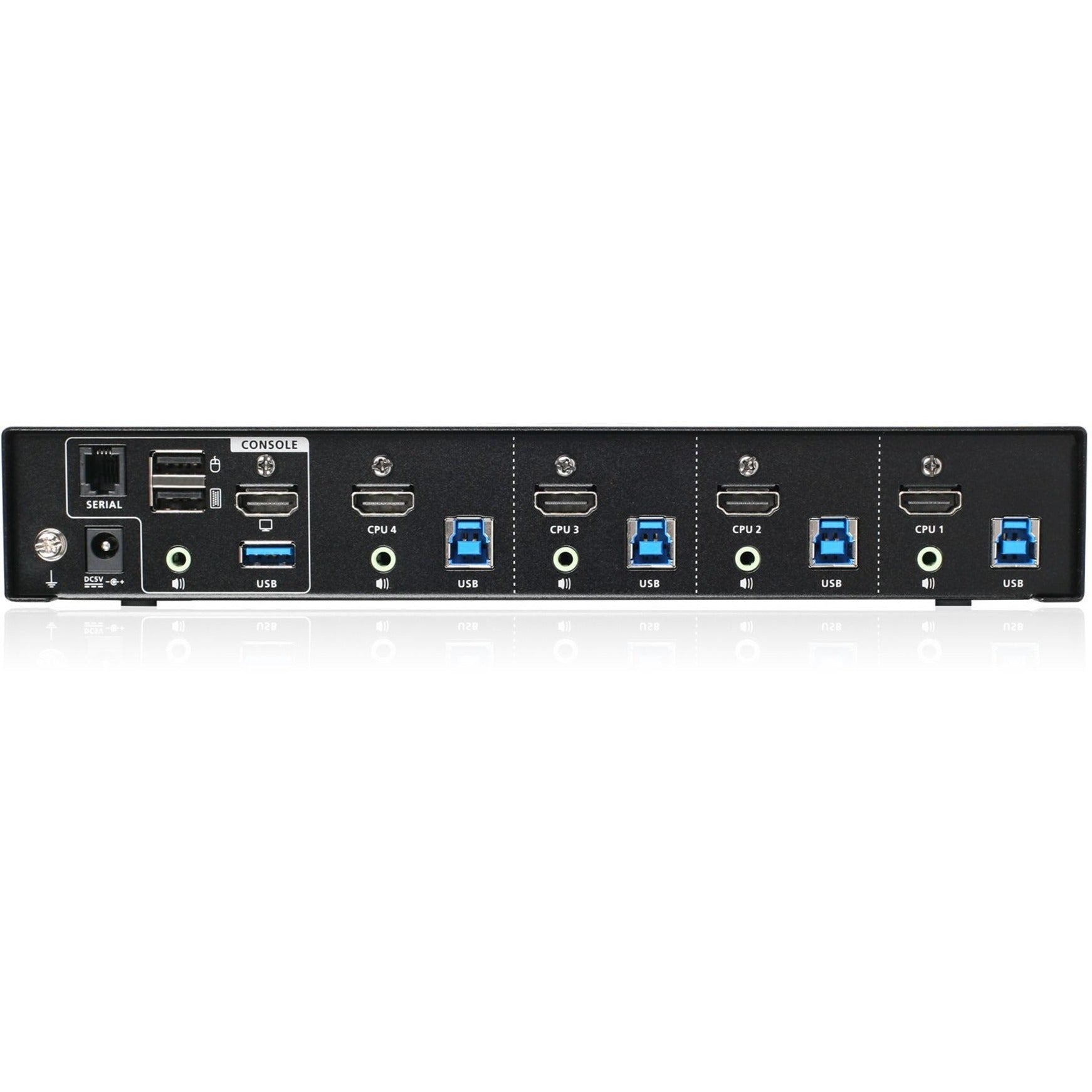 Iogear GCS1934H 4-Port 4K KVM with HDMI Connection, USB, Audio and Full Cable Set (TAA).